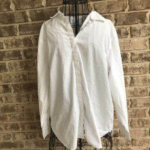Boden Relaxed Fit Shirt 14R White Long Sleeves Collared Hidden Buttons S…